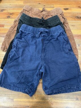 H&M Boys Linen Blend 3Pc Lot Elastic-Waist Shorts in Blue, Black & Brown Size 6